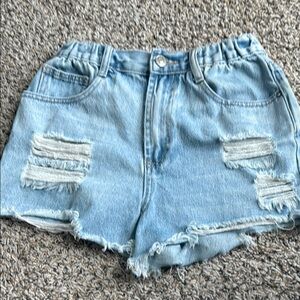 Forever 21 Light Blue Ripped Jean Shorts